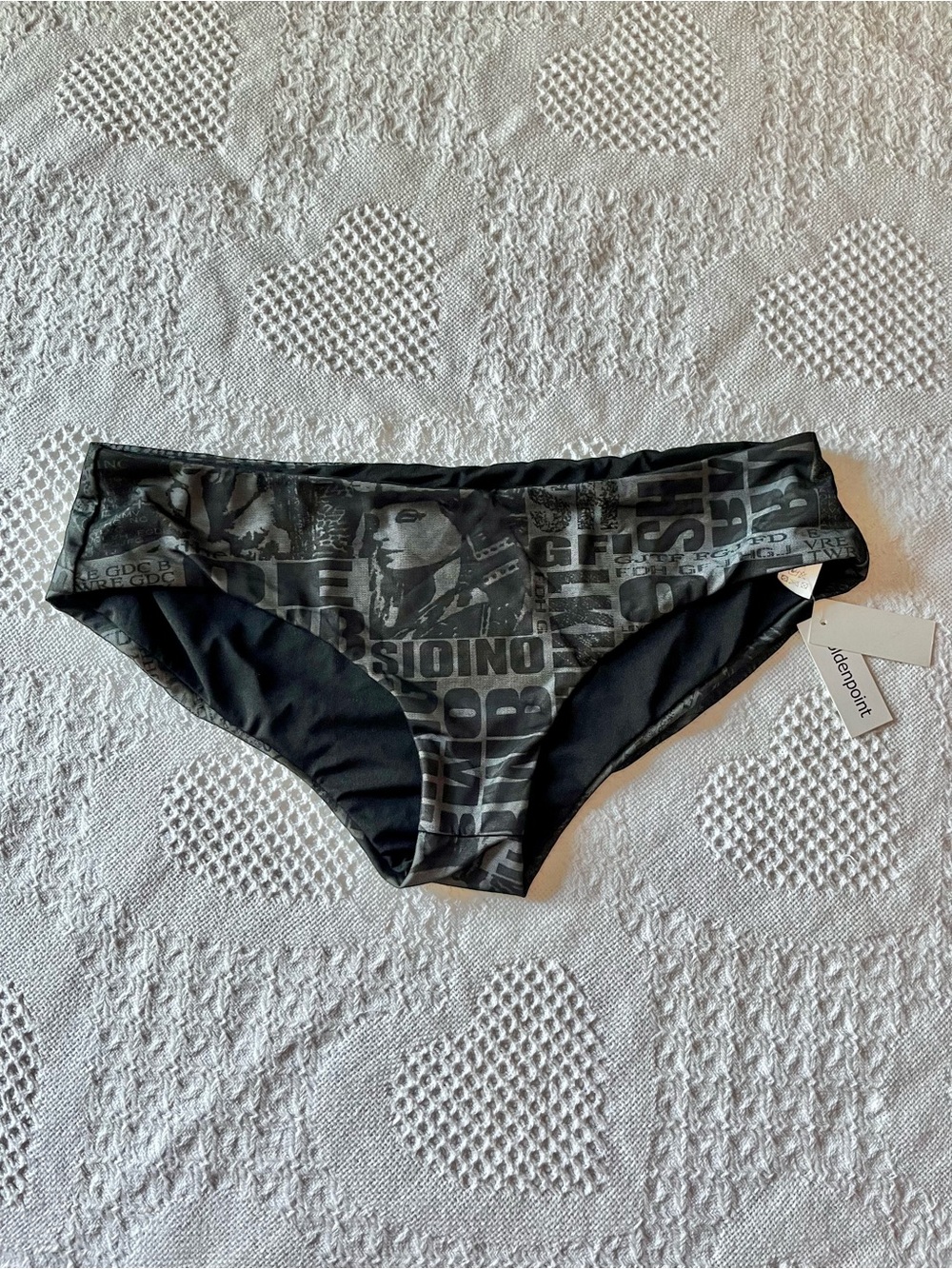 NWT black written text print women’s Bikini Bottom from Italy